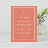Invitation Simple Terracotta Monogramme Mariage moderne (Debout devant)