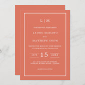 Invitation Simple Terracotta Monogramme Mariage moderne (Devant / Derrière)