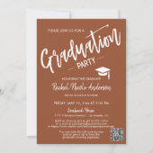 Invitation Simple Terracotta QR Code Photo Graduation Party (Devant)