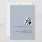 Invitation Simple Texte Code QR Bleu Poussiéreux Mariage (Dos)