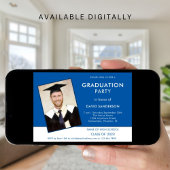 Invitation Simple Texte Photo Bleu Blanc 2025 Graduation