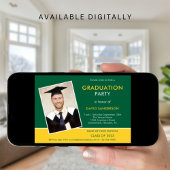 Invitation Simple Texte Photo Jaune Vert 2025 Graduation