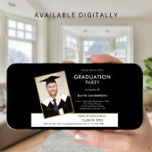 Invitation Simple Texte Photo Or Blanc Noir 2025 Graduation