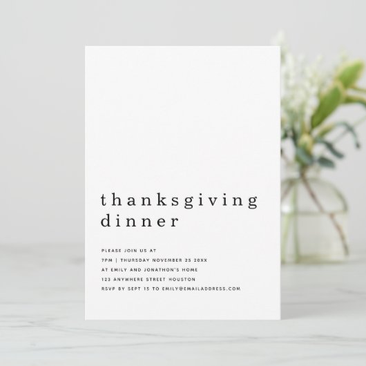 Invitation Simple Texte Thanksgiving Dîner (Debout devant)
