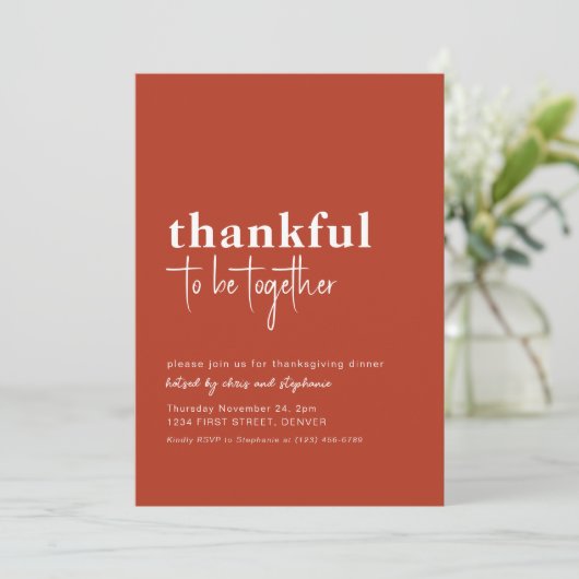 Invitation Simple Thanksgiving Diner Party (Debout devant)