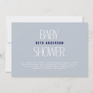 Invitation Simple Thèmes Dusty Baby shower bleu II
