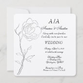 Invitation Simple tige de jasmin noir et blanc (Devant)