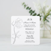 Invitation Simple tige de jasmin noir et blanc (Debout devant)