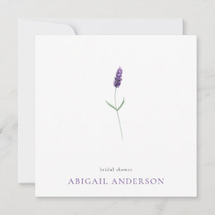 Invitation Simple Tige de Lavande Minimaliste Carré Douche