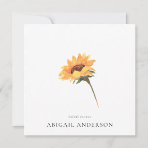 Invitation Simple Tige de Tournesol Minimaliste Carré Douche