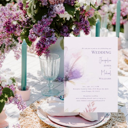 Invitation Simple Tige Florale De Lavande Mariage