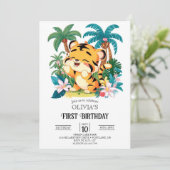 Invitation Simple Tiger 1er Anniversaire numérique (Debout devant)