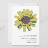 Invitation Simple tournesol Script vert Mariage jaune (Devant)