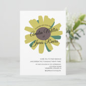 Invitation Simple tournesol Script vert Mariage jaune (Debout devant)
