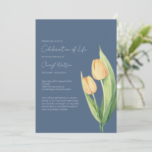 Invitation Simple Tulip Celebration of Life Funeral (Debout devant)