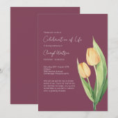 Invitation Simple Tulip Celebration of Life Funeral (Devant / Derrière)
