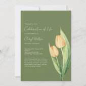 Invitation Simple Tulip Celebration of Life Funeral (Devant)