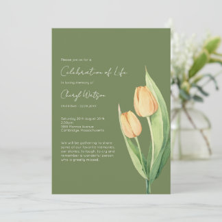 Invitation Simple Tulip Celebration of Life Funeral