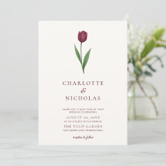 Invitation Simple Tulip Ivory Minimal Photo Wedding
