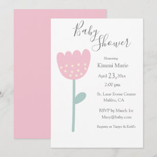 Invitation Simple Tulipe rose Script d'aquarelle minimaliste