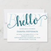 Invitation Simple Turquoise Hello Baby | Flouris bleu foncé (Devant)