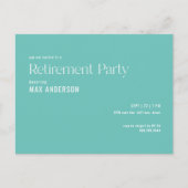 Invitation simple Turquoise Retraite Party (Devant)