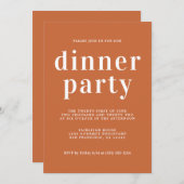 Invitation Simple Typographie Chic Burange Diner Party (Devant / Derrière)