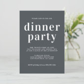 Invitation Simple Typographie Chic Hors Dîner Noir (Debout devant)