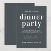 Invitation Simple Typographie Chic Hors Dîner Noir (Devant / Derrière)