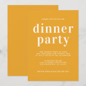 Invitation Simple Typographie Chic Soirée Dîner Jaune Mellow (Devant / Derrière)