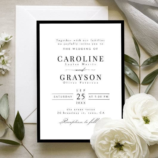 Invitation Simple Typographie Élégante Mariage Classique