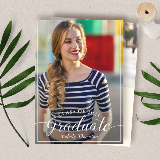 Invitation Simple Typographie moderne Photo Graduation Party