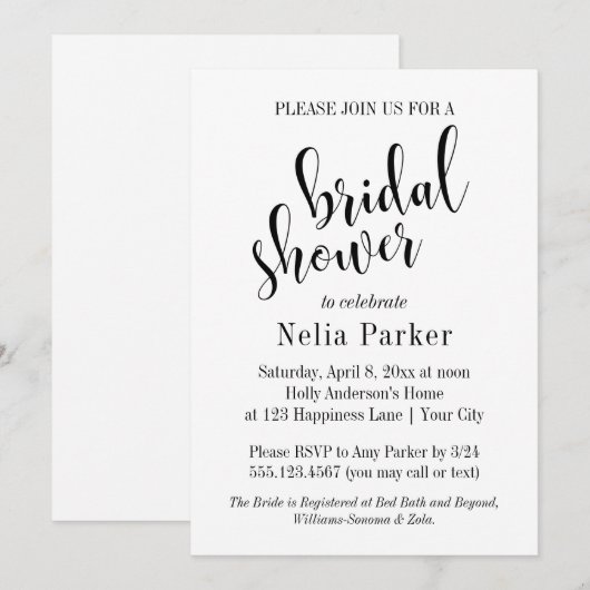 Invitation Simple typographie moderne pour une fête de mariag (Devant / Derrière)