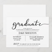 Invitation Simple Typographie Open House Graduation (Devant / Derrière)