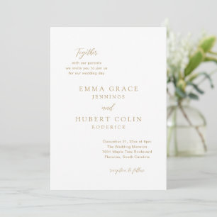 Invitation Simple Typographie Or Moderne Mariage élégant