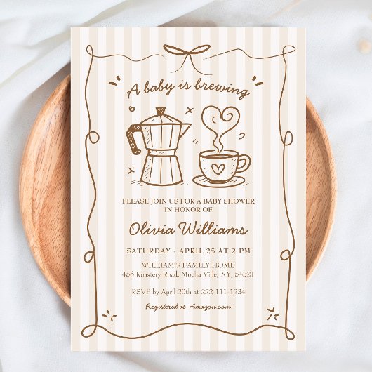 Invitation Simple Un Bébé Brasse Du Baby shower De Café