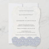 Invitation Simple vague moderne violet + blanc mariage plage (Devant)