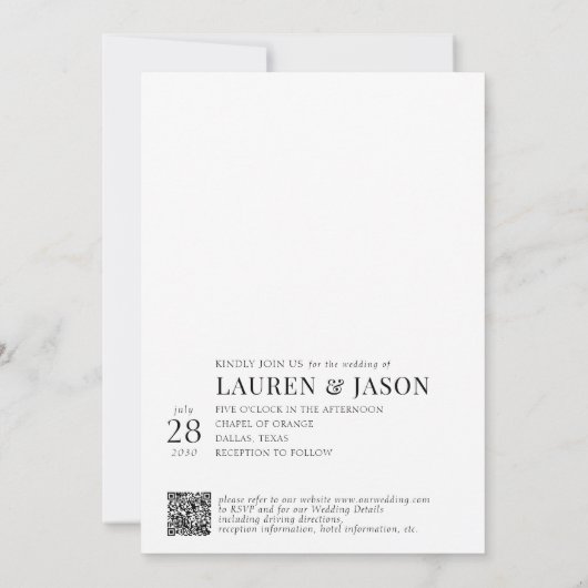Invitation Simple Vellum réel superposition QR Code Mariage p (Dos)