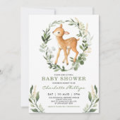 Invitation Simple verdure Baby shower neutre de cerfs de bois (Devant)