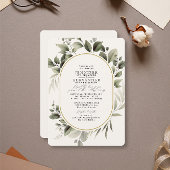 Invitation Simple verdure Eucalyptus Mariage d'or ivoire