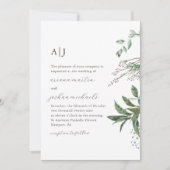 Invitation Simple verdure photo et Mariage de monogramme (Devant)