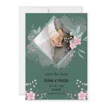 Simple Vert et Rose Enregistrer la Date