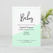 Invitation Simple vert moderne Baby shower neutre genre (Debout devant)