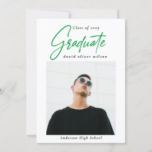 Invitation Simple Vert Moderne Minimal 2 Photo Graduation