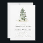 Invitation Simple Vintag À feuillage persistant Christmas Par<br><div class="desc">Cette invitation simple et moderne à la fête de Noël est parfaite pour une fête de vacances d'entreprise ou pour une fête de Noël pour votre famille et vos amis. Il dispose d'une élégante aquarelle fraîche originale peinte par le sapin de Noël au sommet. Le dos a un motif à...</div>