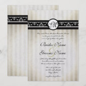 Invitation Simple Vintage moderne Noir et Beige (Devant / Derrière)
