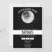 Invitation Simple Vintage Retro Basketball Blanc Anniversaire (Devant)