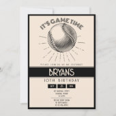 Invitation Simple Vintage Retro Black Baseball Anniversaire (Devant)