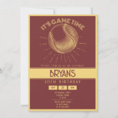 Invitation Simple Vintage Retro Gold Baseball Anniversaire (Devant)