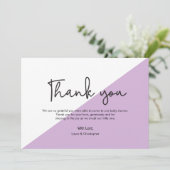 Invitation Simple violet blanc Baby shower moderne Merci (Debout devant)